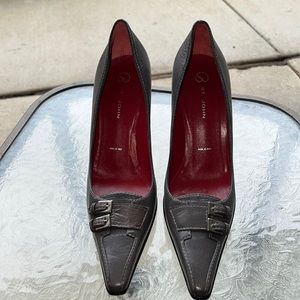 Gray double buckle heels by St. John’s